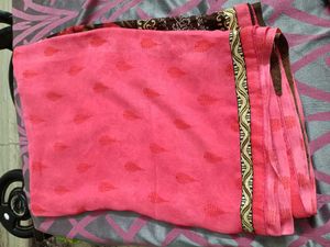 Red and pink colour Saree