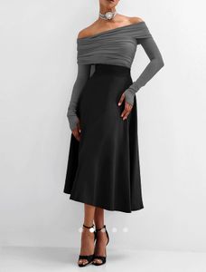 Elegant Black A-Line Midi Skirt