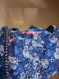 Blue Floral Print Kurta