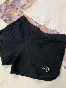 White Crop V neck Top &amp; black Polo shorts (combo)