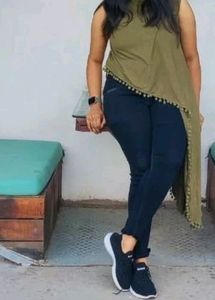 Olive Green Asymmetrical Top