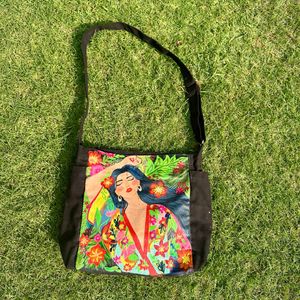 Brand new Handpainted Large spring Girl tote bag