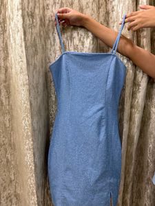 Sparkly Blue Spaghetti Strap Dress