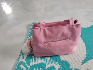 Cute Pink Embroidered Handbag with Adorable Charm