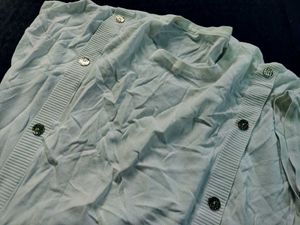 Light Blue Button Detail Top