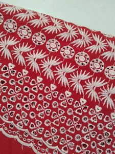 Red Cotton Eyelet Fabric