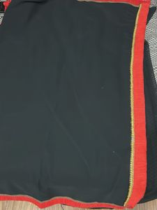 Elegant Black Saree with Red golden Border