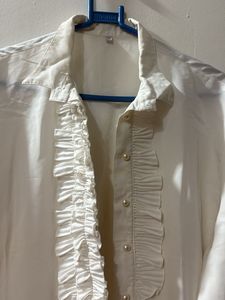 Elegant White Ruffle Shirt