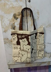 Cute Bear Print Tote Bag