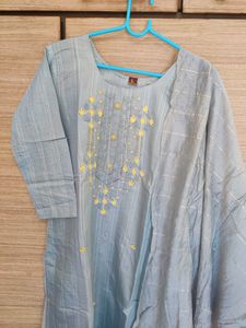 Grey Colour Heavy Embroidered Kurta Set