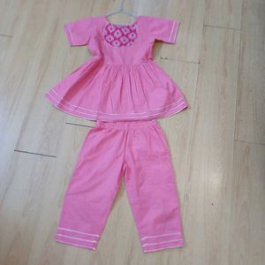 Rakhi- Pure Cotton Pink Girls Salwar Kameez