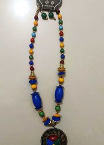 Boho Beaded Necklace & Earrings Set
