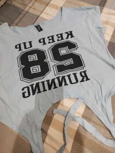 Graphic Tie-Front Crop Top