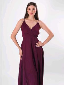 Elegant Women's Plum Maxi Dress