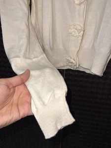 Cream Cardigan with Floral Buttons