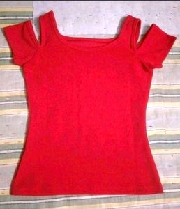 Red Cold Shoulder Top
