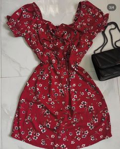 Red Floral mini dress