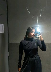 Chic Blue Turtleneck Top