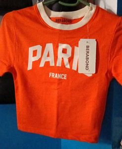 Orange Paris France Cropped T-Shirt