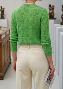 Green Knit V-neck Long sleeves top