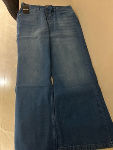 Wide Leg Blue Denim Jeans