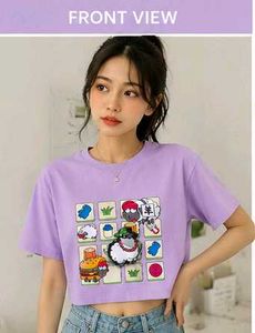 Cute Purple Graphic Crop Top
