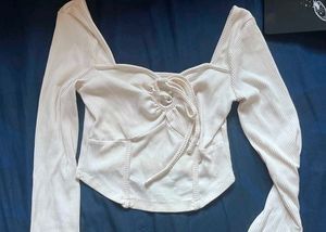 Ribbed Sweetheart Neck Top