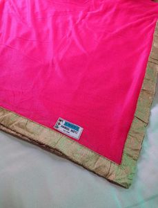 Elegant Pink Saree with Golden Border
