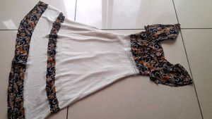 White Ethnic Gown with Print