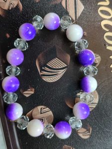 Purple & White Beaded Bracelet