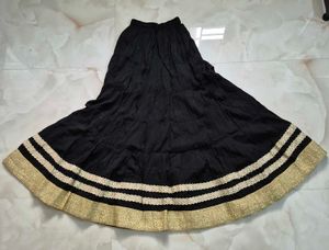 Ethnic black skirt with golden border