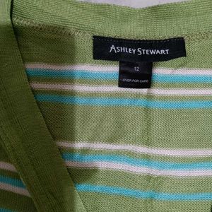 Striped Sleeveless Cardigan
