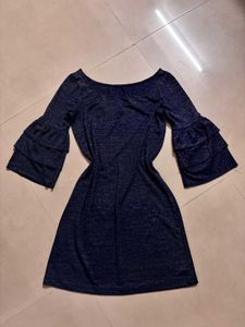 Sparkly  Blue Bell Sleeve Dress👗✨