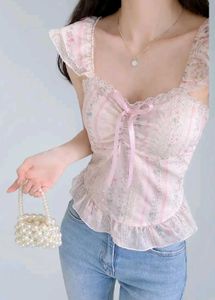 Floral Lace Corset Top with Ruffle Sleeves, Sweeth
