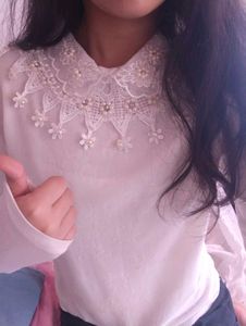 Elegant White Embellished Blouse