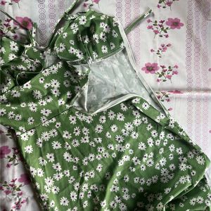 Charming Green Floral Mini Dress
