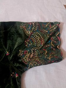 Elegant Velvet Blouse with Embroidery