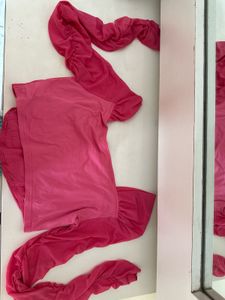 Hot Pink Ruched Sleeve Top
