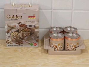Nekza Golden Dry Fruit Set 4 Pcs Container