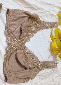 Very Beautiful Satin Embroidery Bra With Brief