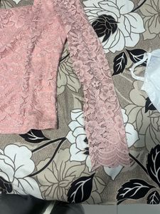 Elegant Pink Lace Puff Sleeve Top