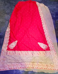 Beautiful Heavy Braidal Red Embellished Saree