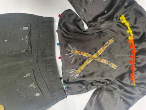 Navratri garba designer Pants shirt mirror