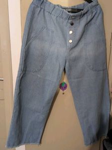 Blue Wide Leg Denim Pants