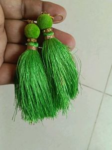 Vibrant Green Tassel Earrings