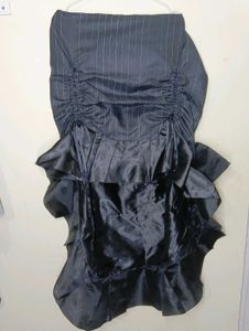 Chic Black Strapless Ruffle Dress
