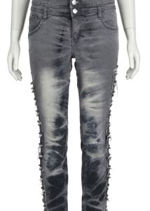 Distressed Grey Wash Denim Jeans