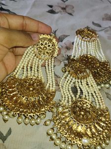Elegant Gold &amp; Pearl Jewellery Set