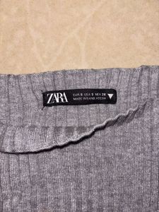 Zara Grey Ribbed Knit Sweater