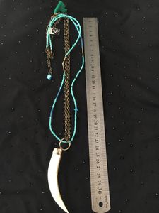 ivory tooth and Turquoise beads Necklace.